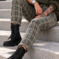 Hose im Karo-Look - oliv-mehrfarbig