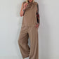 Two-piece set with bow detail - taupe