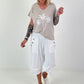 T-Shirt with glitter palm trees - beige