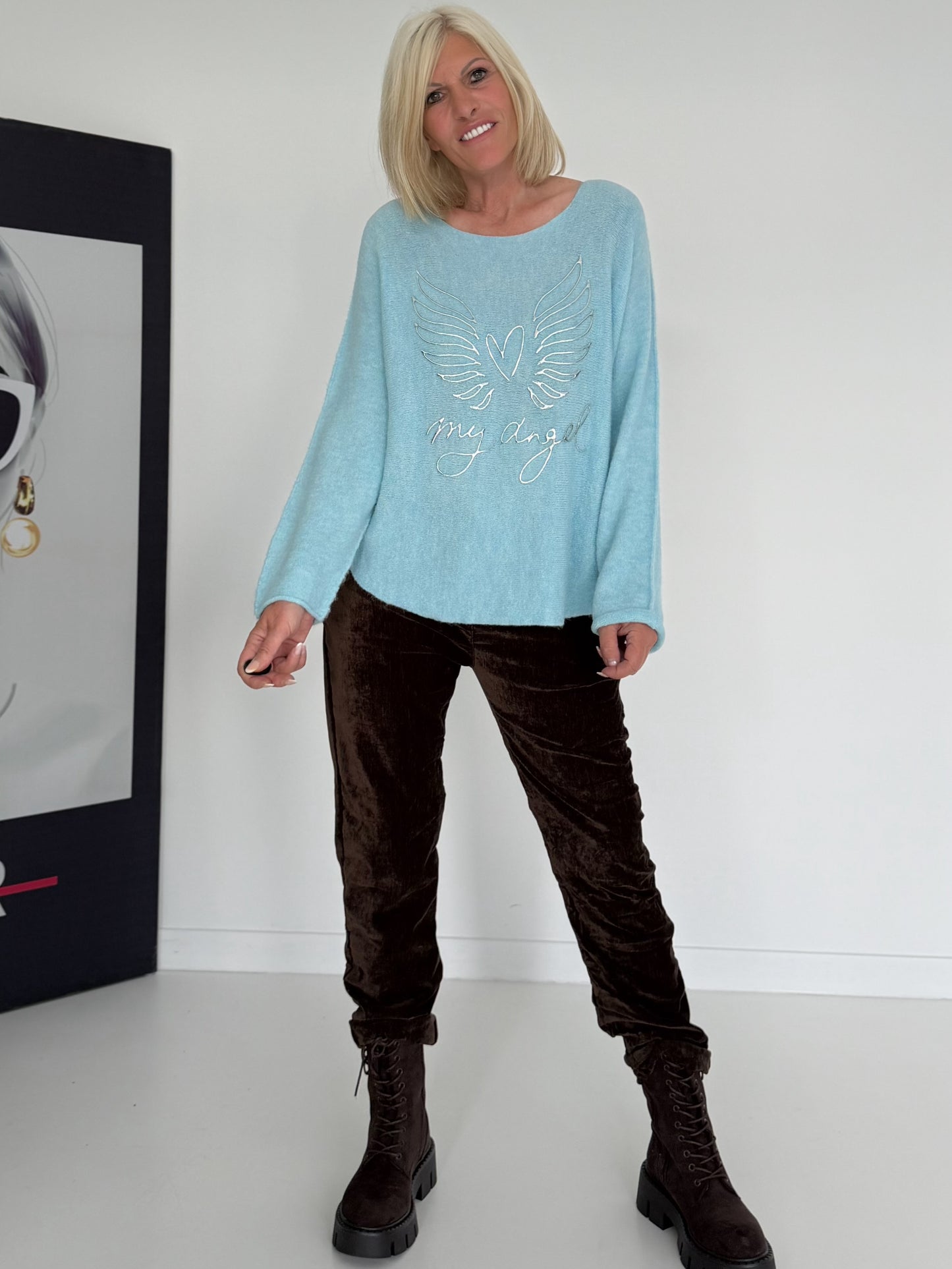 Weicher Pullover My Angel - hellblau
