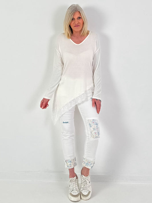 Feinstrick Pullover - weiss