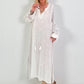 Linen Dress with Crochet Inserts - White