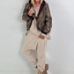 2 in 1 Jacke mit Leo-Print - burgunda