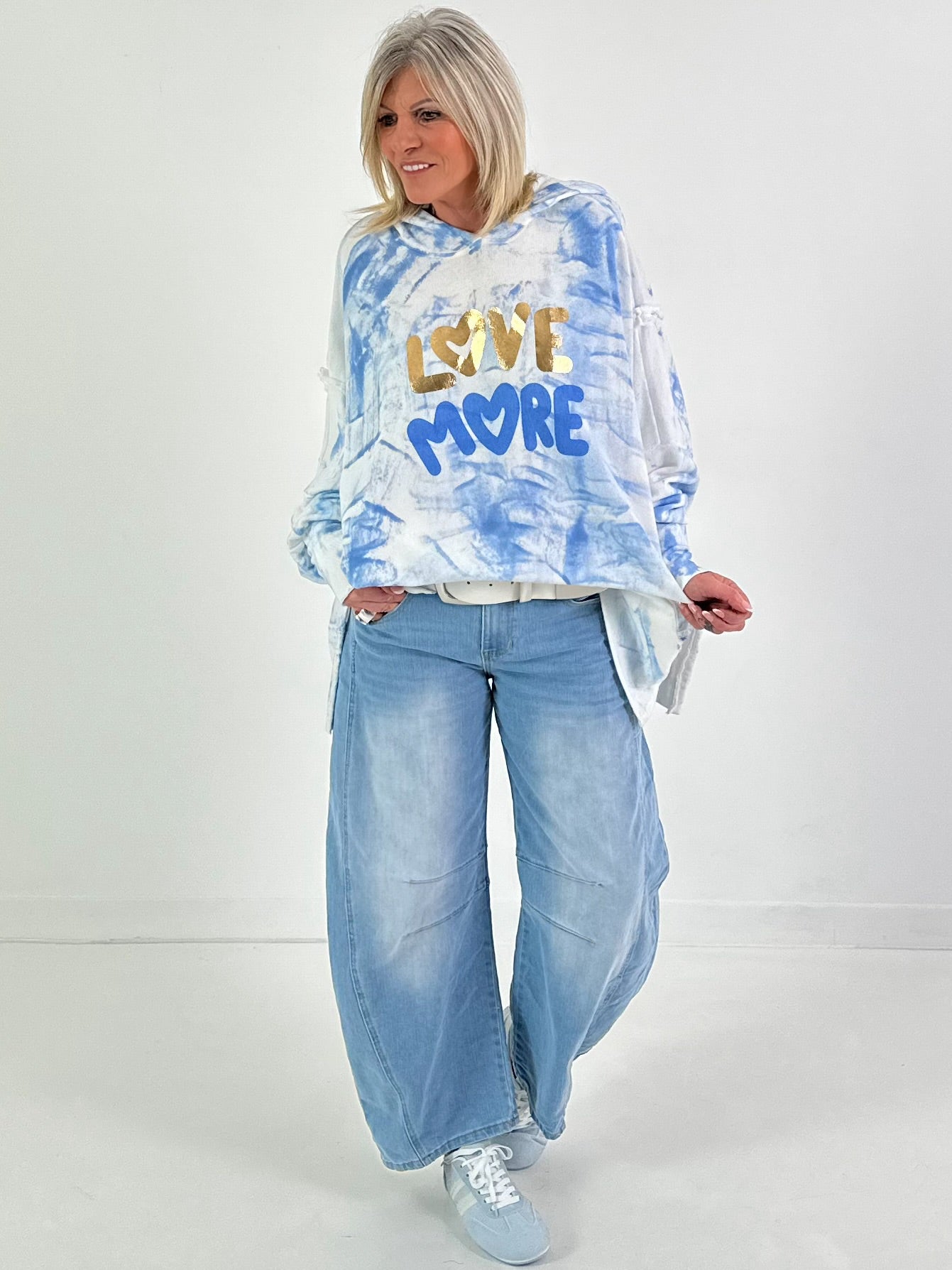 Oversized Hoodie Love - hellblau