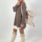 Long sweater model "Rib Relaxe" - taupe