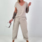 Balloon trousers with overlay - beige