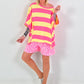 Leo Short - neonpink-weiss
