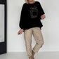Sweater mit 3D-Print - schwarz-leo