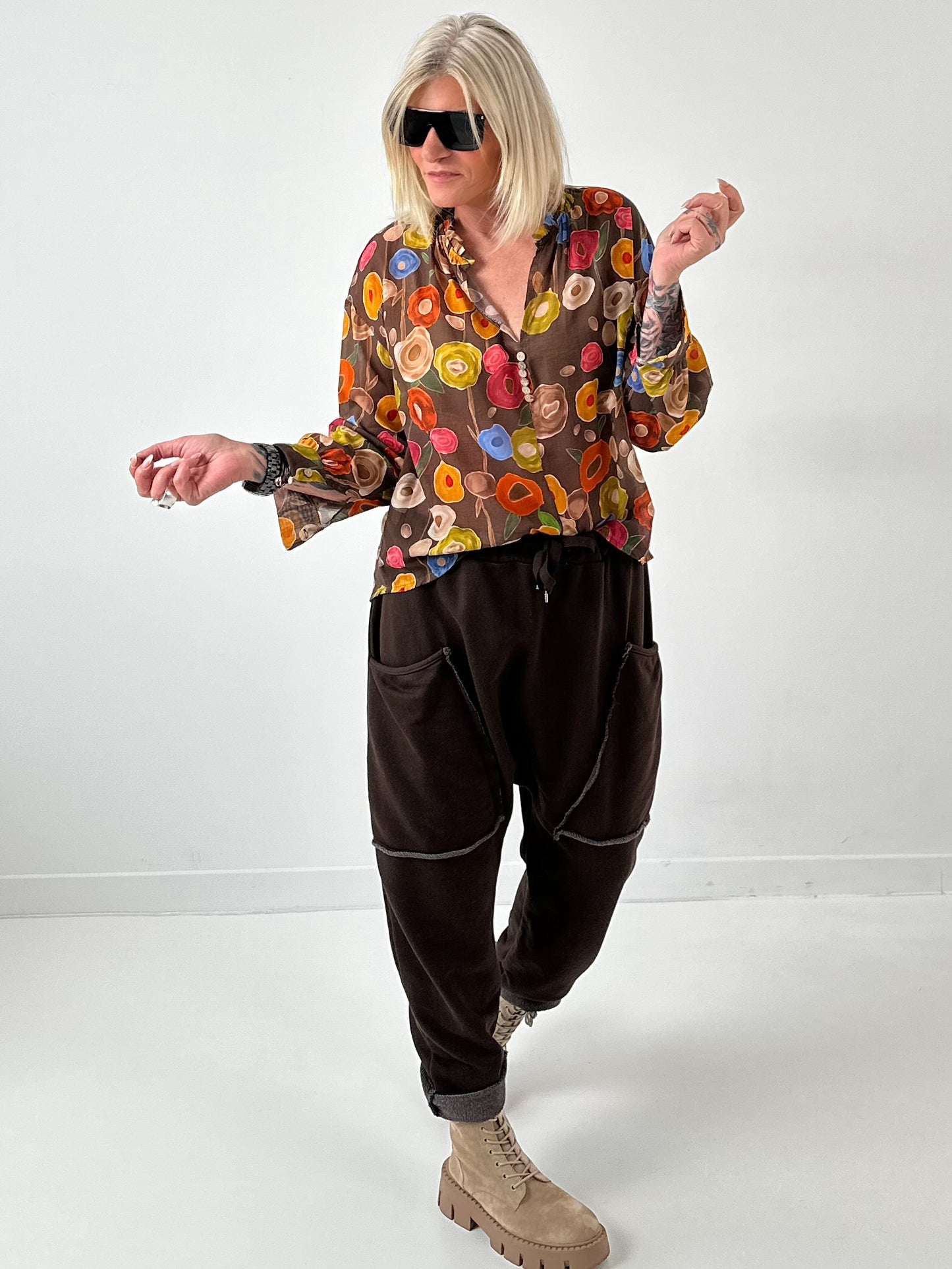 Tuniek model "Flower" - chocolade-veelkleurig