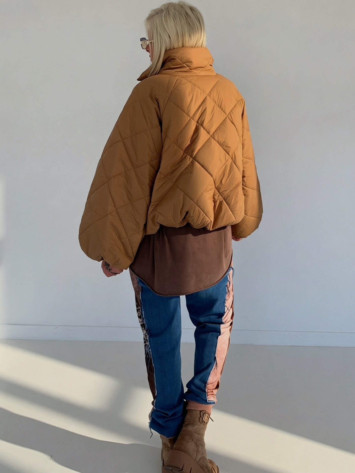 Jacket with puff sleeves - camel