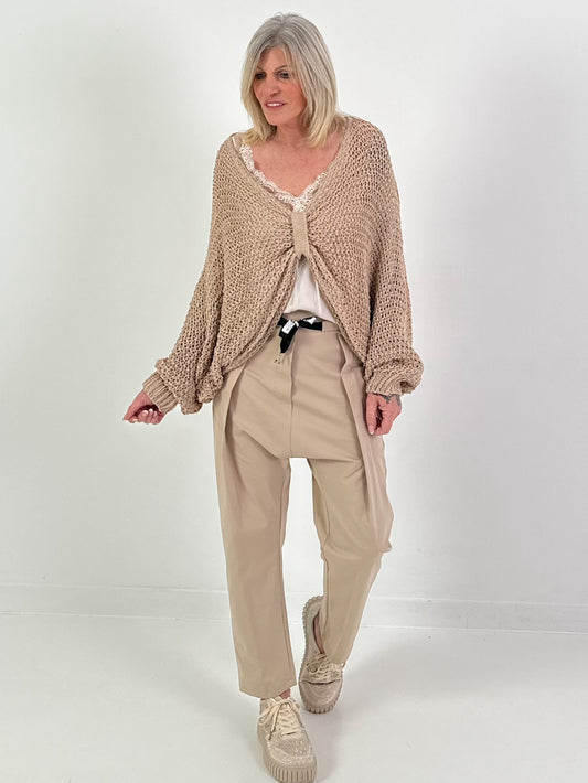 Gehaakte trui, 2 looks - beige