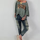 Strick Shirt mit Leo-Print - salbei