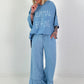 Oversized Hooded Denim Shirt - Light Blue