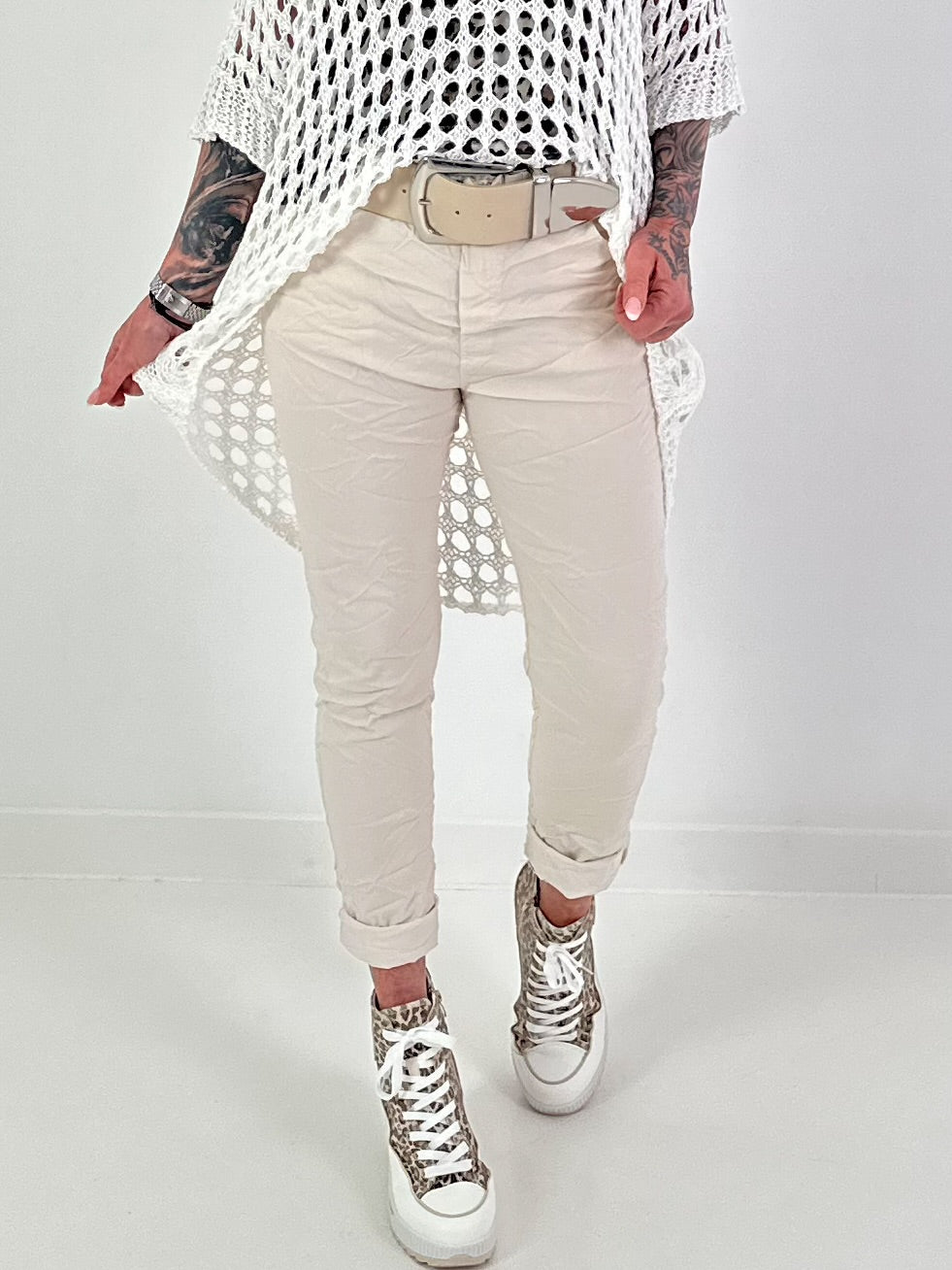 Basic Joggers with Drawstring - beige