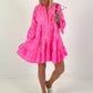 Tunic/dress with floral pattern - neon pink