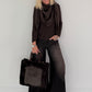 Weicher Basic Pullover - mokka
