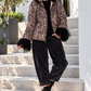 Jacke mit Kapuze im Leo-Look - leo-mehrfarbig