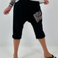 Short linen baggy dress with overlay and sequin details - khaki