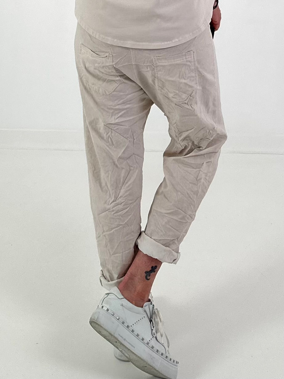 Baggy Hose im Layering Look - beige