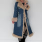 Jeansmantel mit Fell- denim