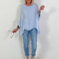 Silk Tunic with Integrated Under Top - Light Blue