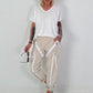 Trousers with zipper details - beige