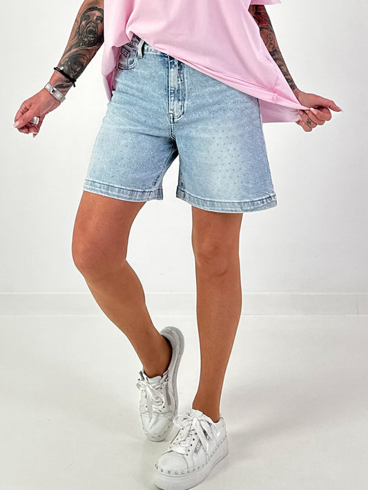 Rhinestone denim shorts