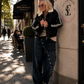 Stylische Piloten Jacke in Lederoptik  - schwarz