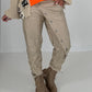 Vegane Lederhose Knopfleiste quer - beige
