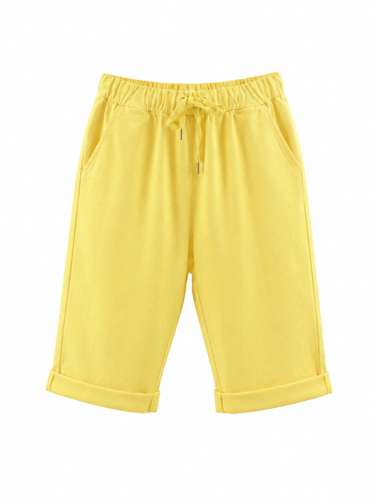 Kurze Hose mit Bindeband - gelb