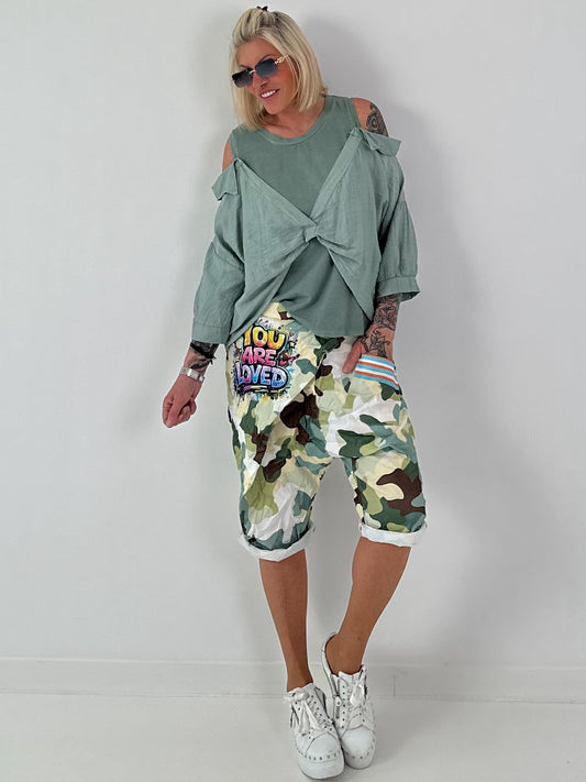 Tunika mit integrierten Top - khaki