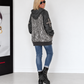 Jacke im Materialmix mit Pailletten und Strasskreuz - anthrazit