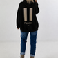 Lässiger Hoodie mit Statement Rückenprint "Pause" - schwarz
