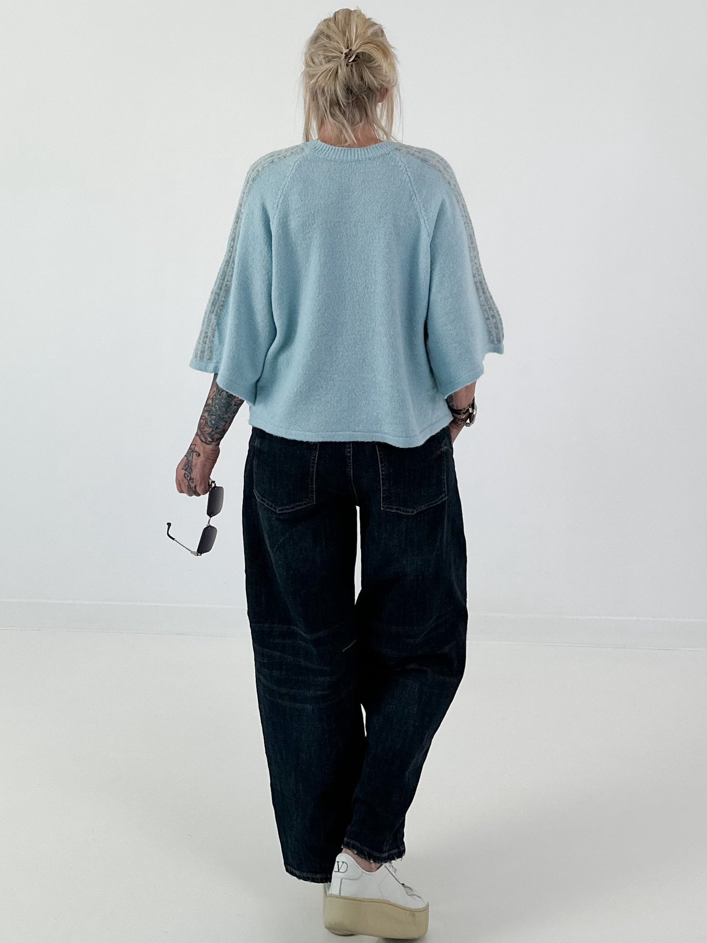 Pullover mit halbem Arm - hellblau