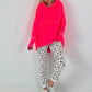 Casual lange hoodie met duimgat - neonroze