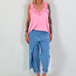 Oversized Top with silver eyelets - pink