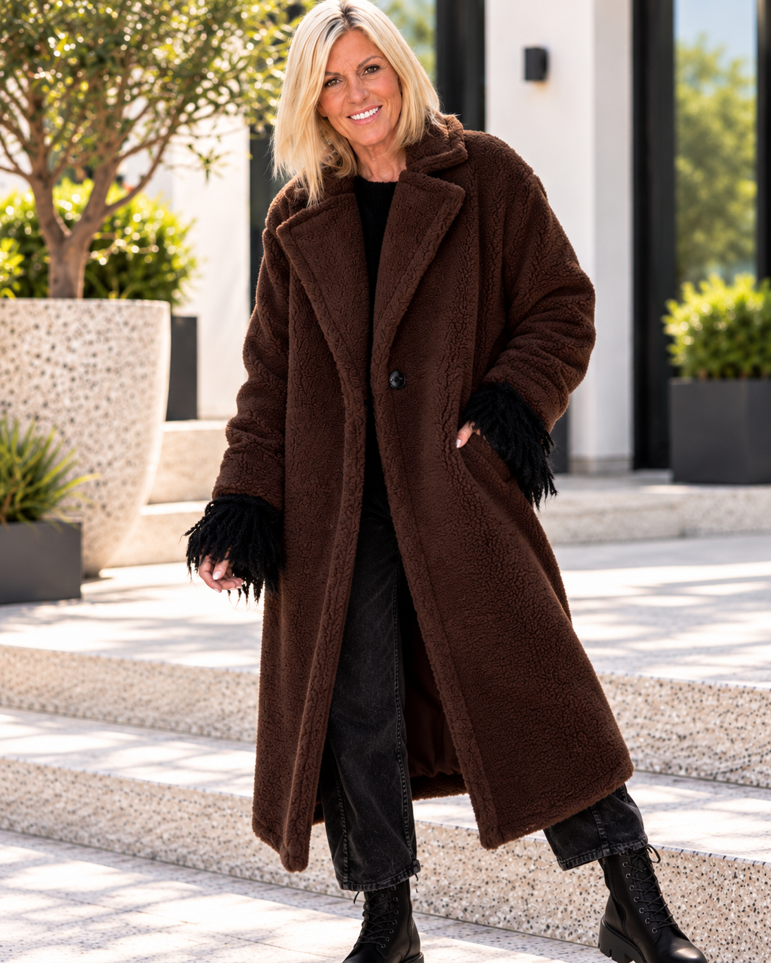 Cozy Teddy Coat - Mocha