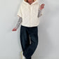 Jacket with XL collar and hood - cream
