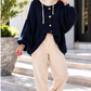 Kuschelige Oversized Strickjacke mit Außennähten - marine