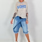 Pailletten Shirt SOHO New York - silber-blau