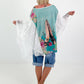 Shirt met print en kanten overlay - turquoise-wit-multicolor