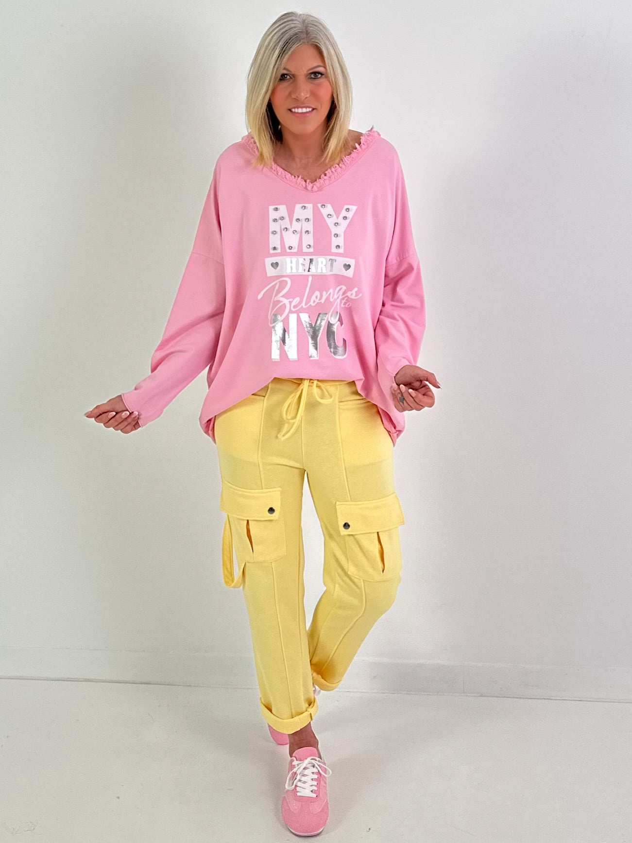 Broek met cargozakken - geel