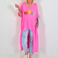 Oversized Long Shirt Sunset - neon pink