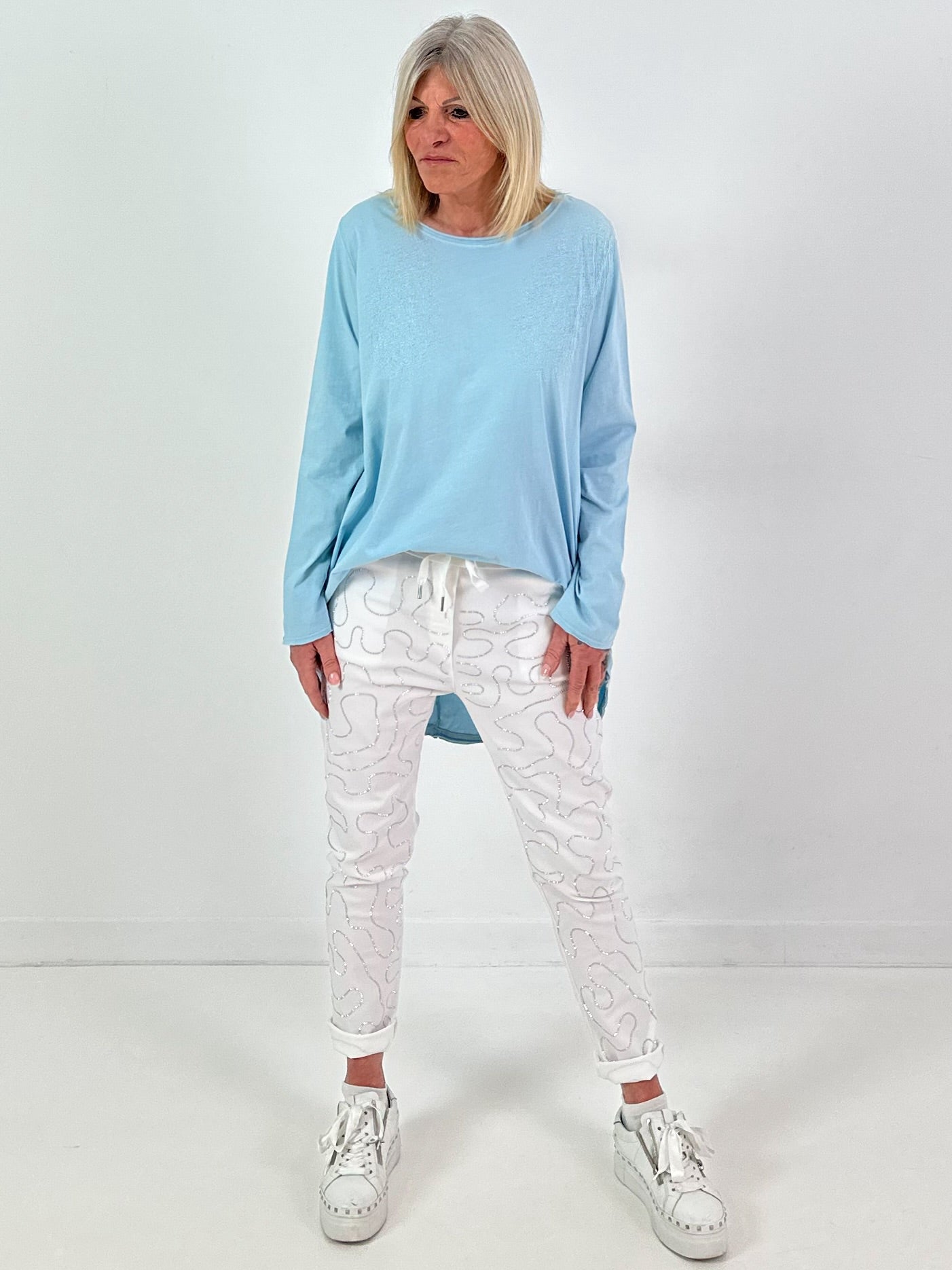 Oversized Shirt "Modell "Easy Flow" - hellblau