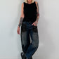 Ballon Jeans broek met leuke details - denim-zwart