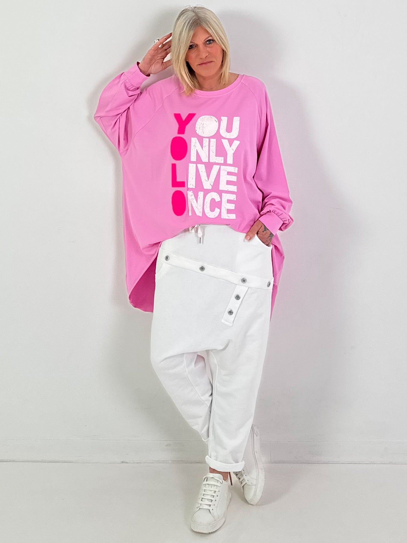 Oversized Shirt Modell "Life Power" - candy