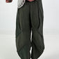 Ballon Leinen Hose mit Fransen Details - khaki