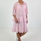 Kleid mit Unterziehtop und Volants - rosa