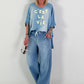 Oversized Jeans Shirt C'est La Vie - blue