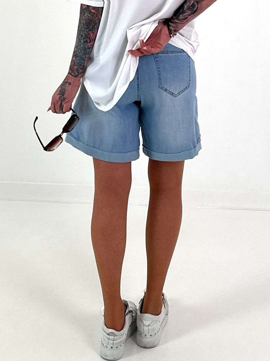 2-in-1 denim shorts - light-denim